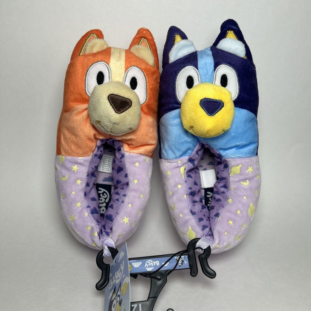 NWT Bluey Kids Size 11/12 Glow in The Dark Slipper Warm Bluey & Bingo